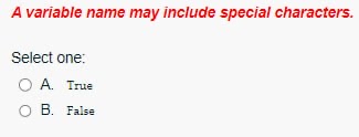 A variable name may include special characters.