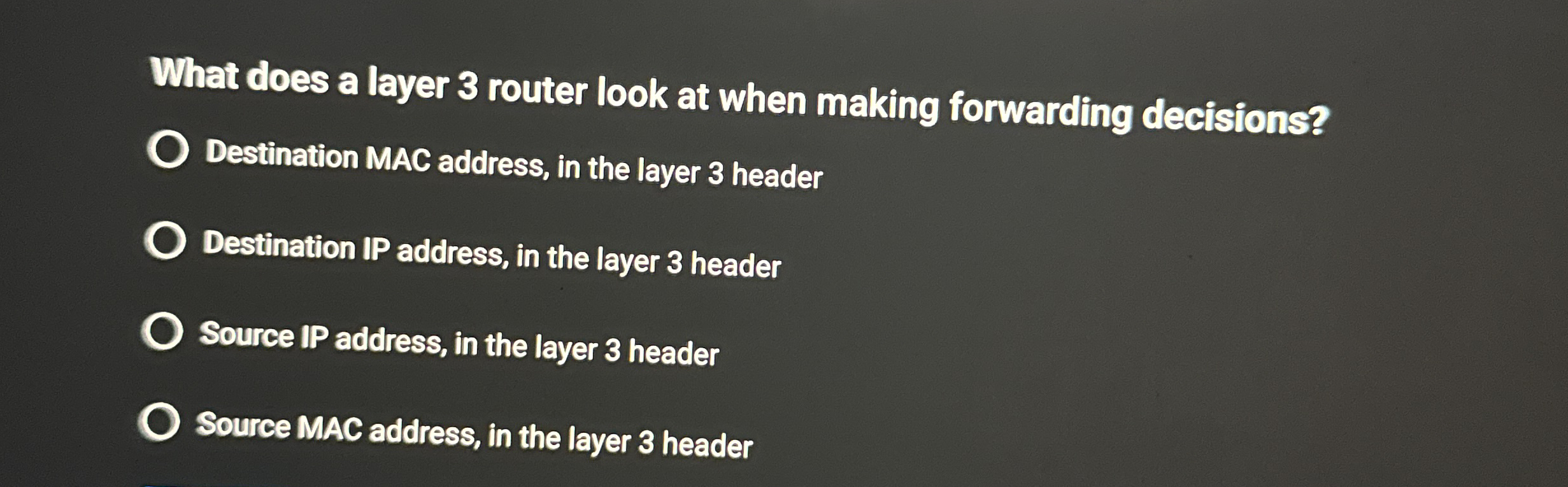 What does a layer 3 router look at when making