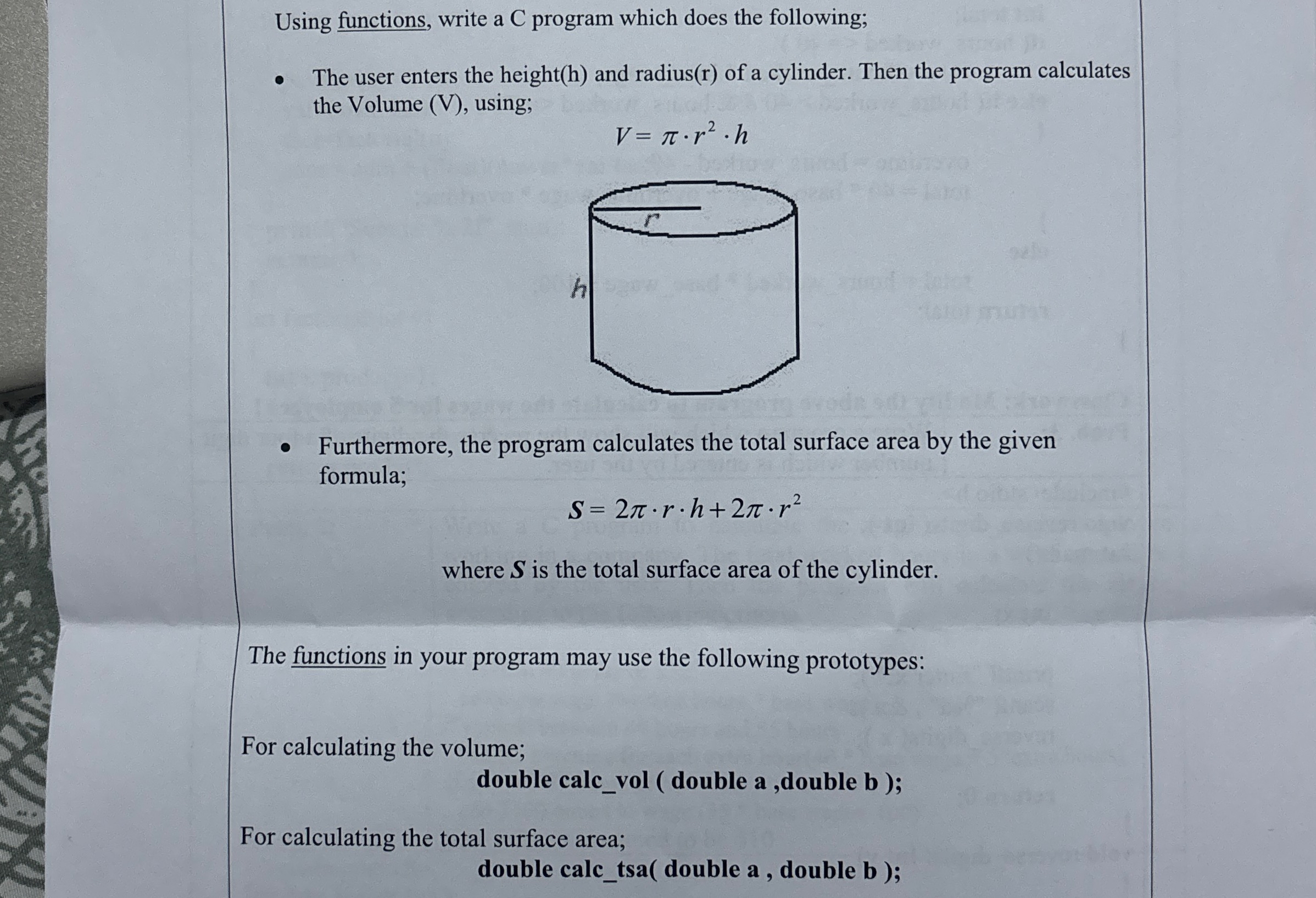 Using functions, write a C program which does the