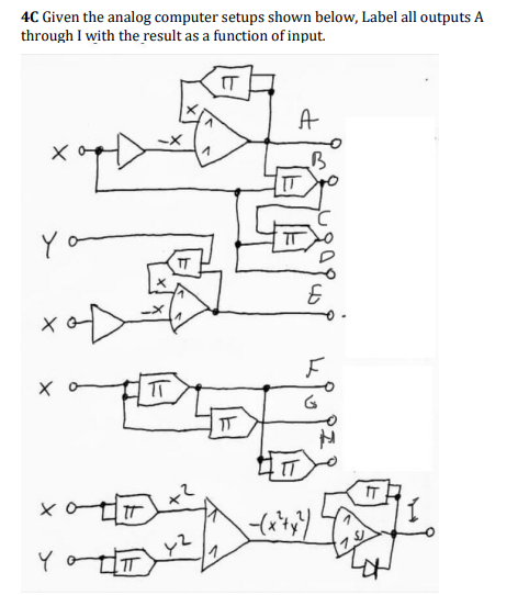 4 C Given the analog computer setups shown below,