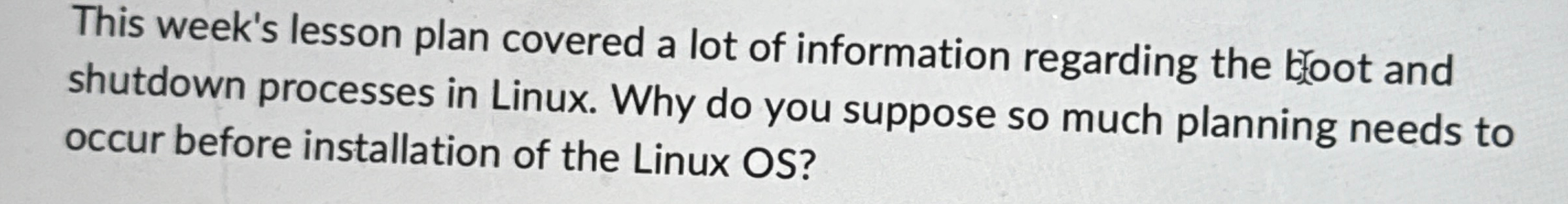 This week's lesson plan covered a lot of