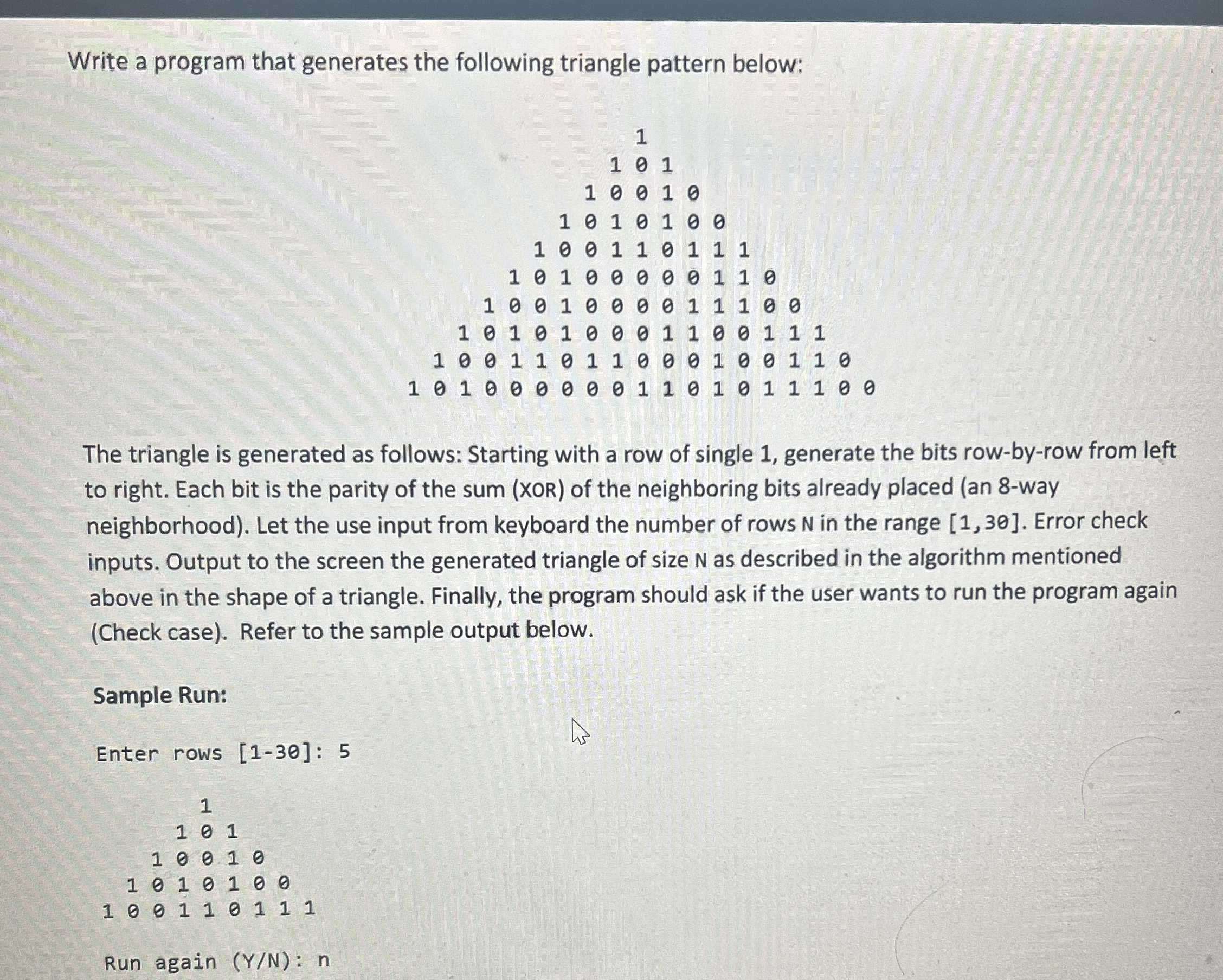 in C + + plz , Write a program that generates the