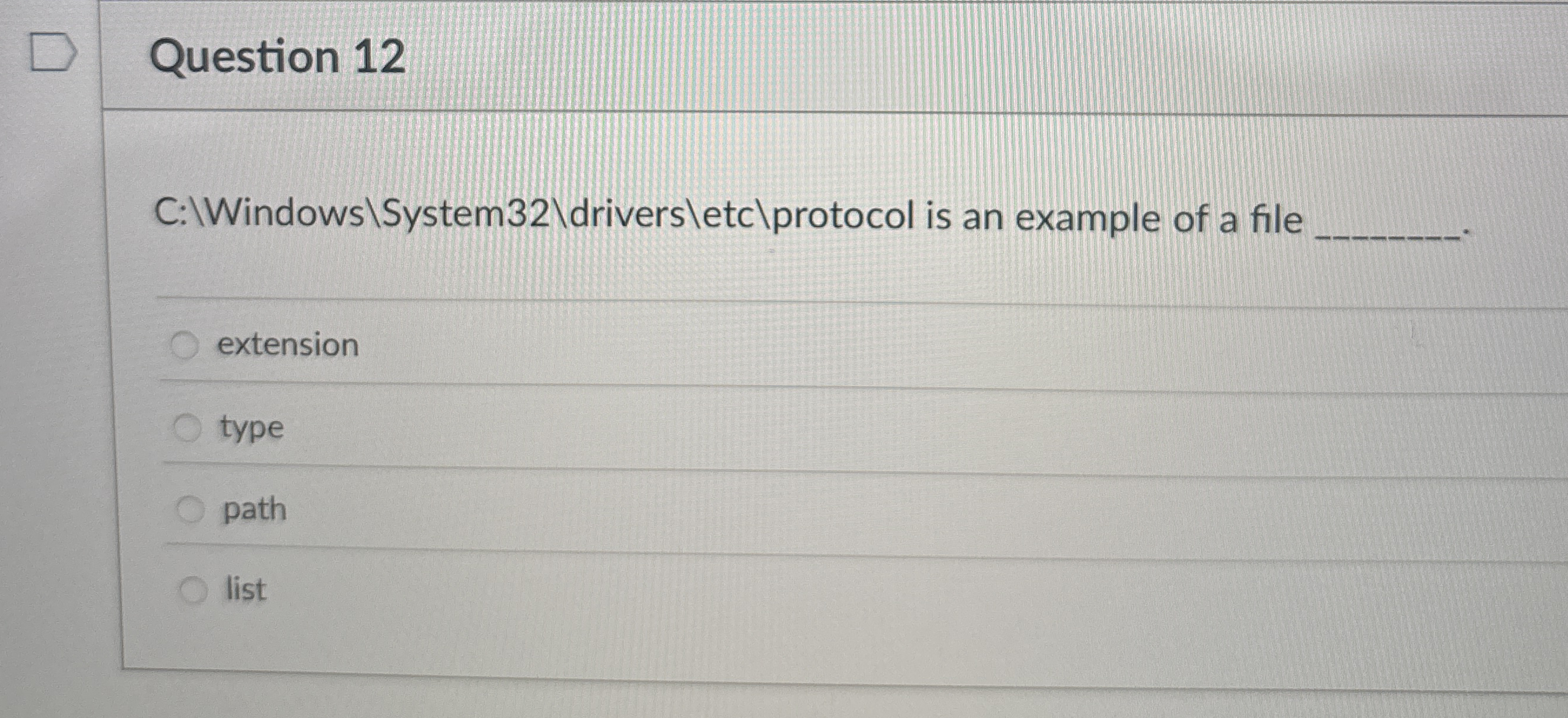 Question 1 2 C:WWindows \ System 3 2 \ drivers \