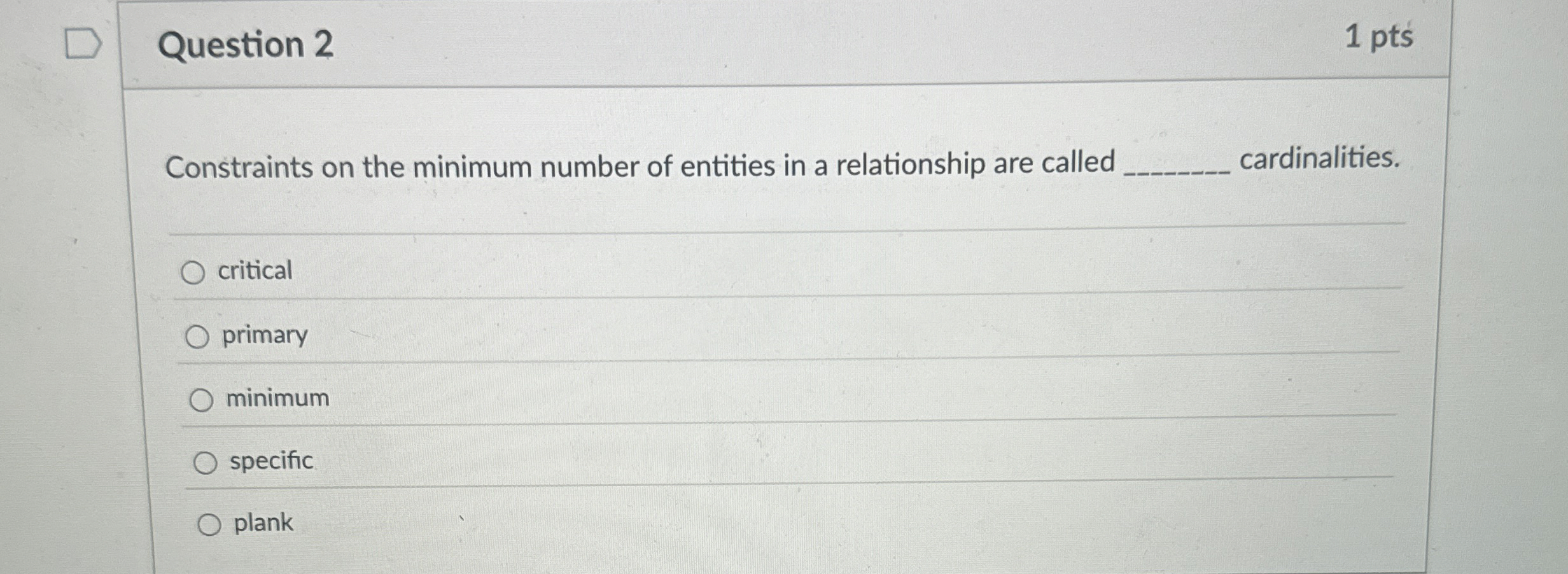 Question 2 Constraints on the minimum number of