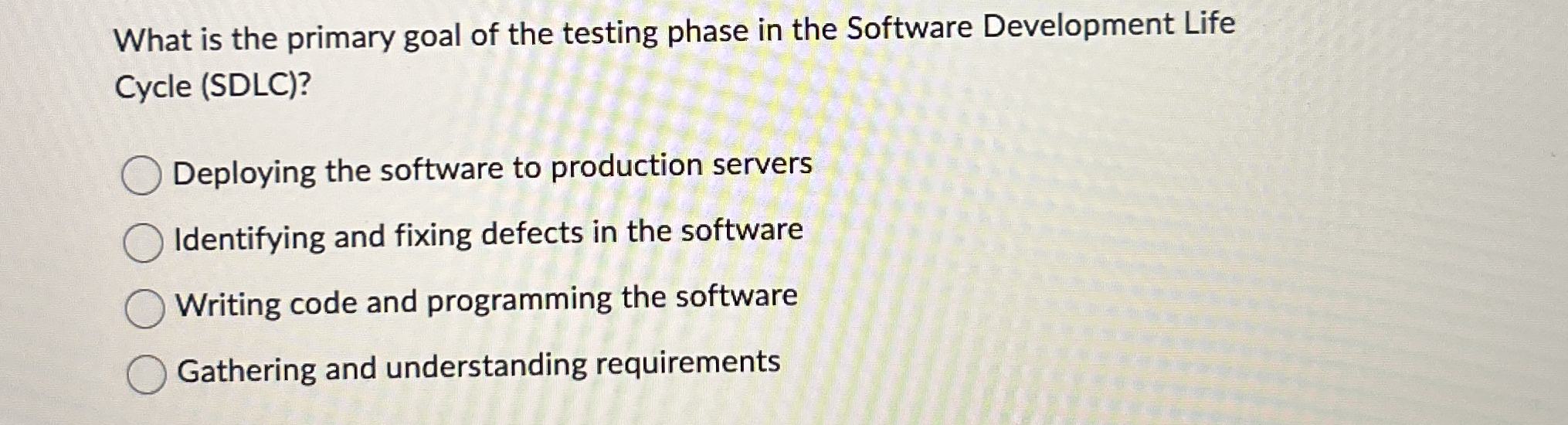 What is the primary goal of the testing phase in