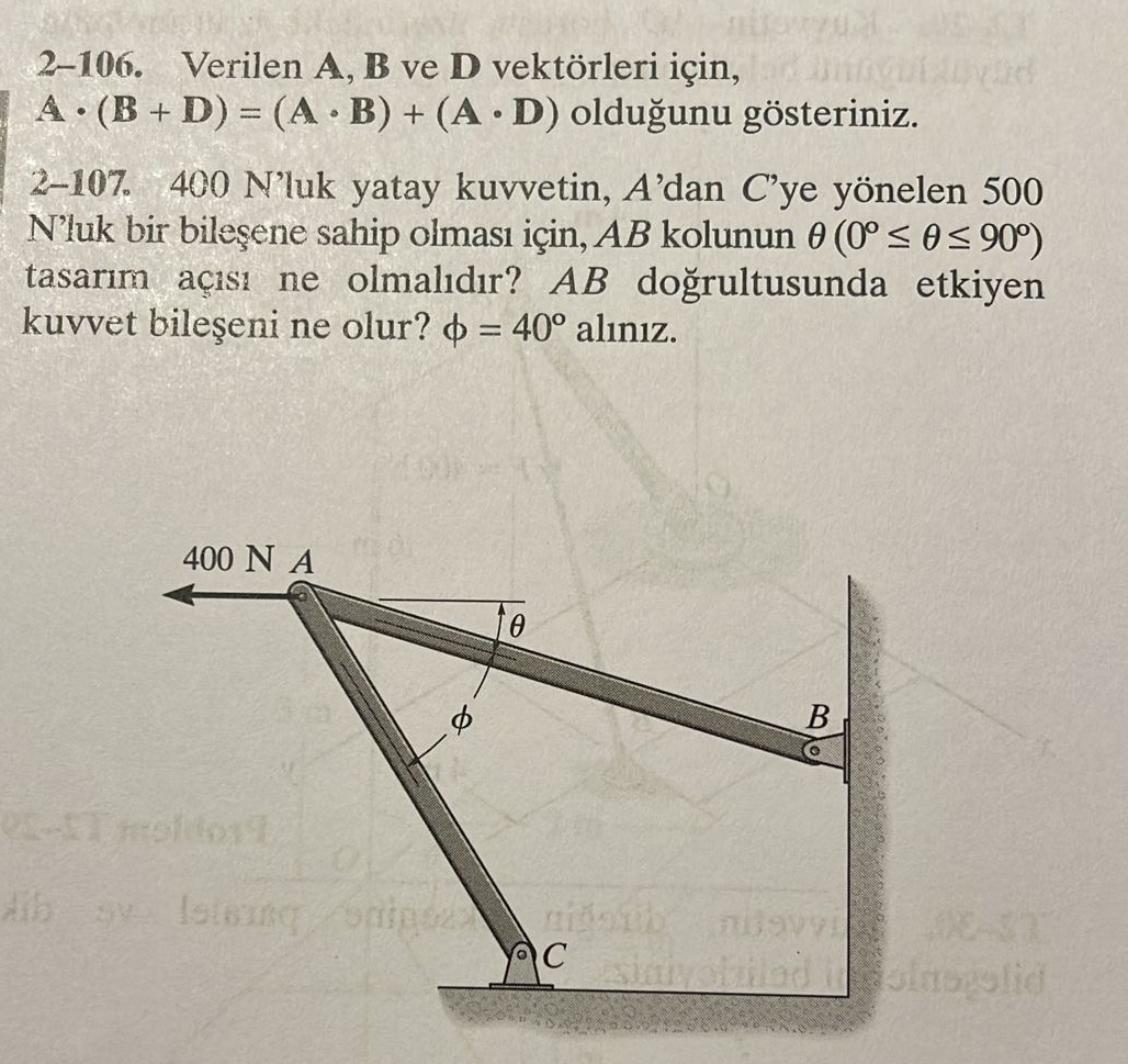 2 - 1 0 6 . Verilen A , B ve D vekt rleri i in ,