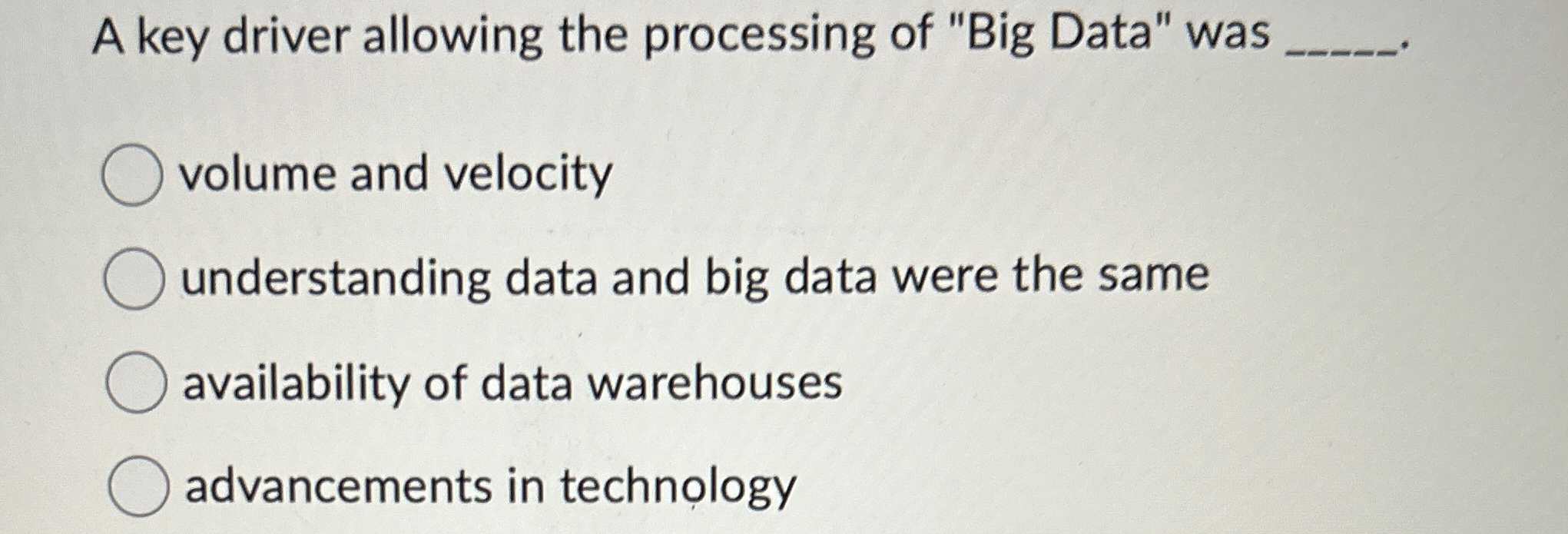 A key driver allowing the processing of "Big
