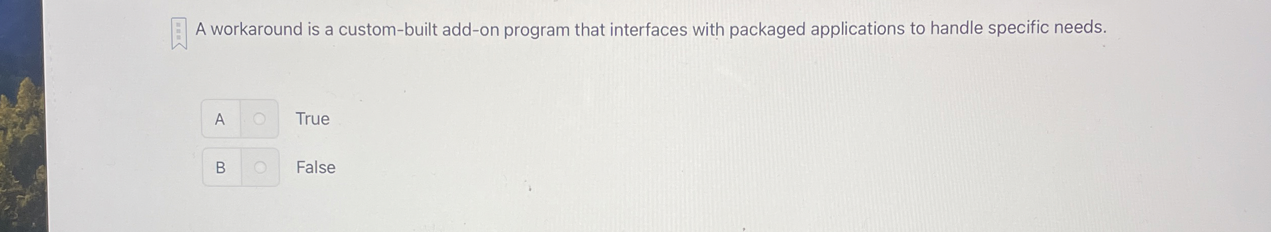 A workaround is a custom - built add - on program