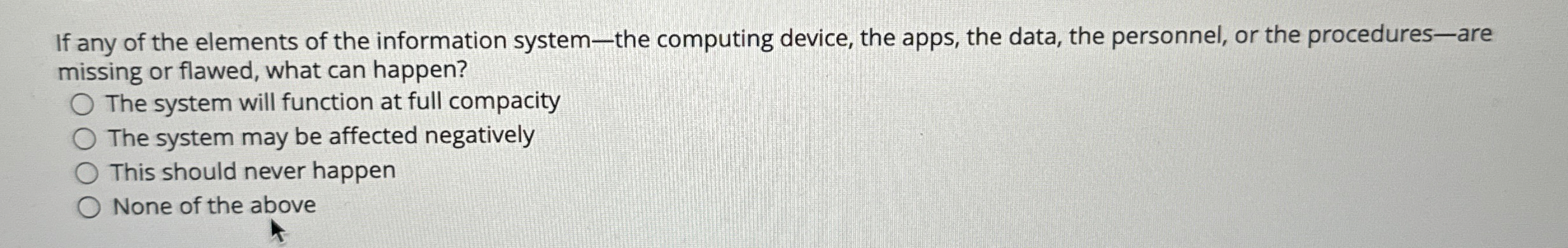 If any of the elements of the information system