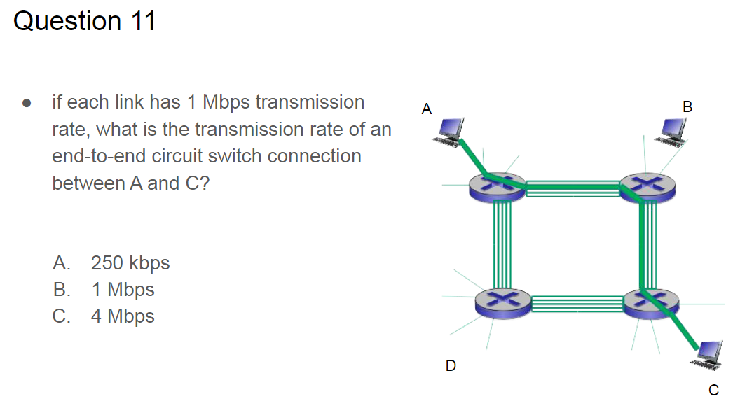 Question 1 1 - if each link has 1 Mbps
