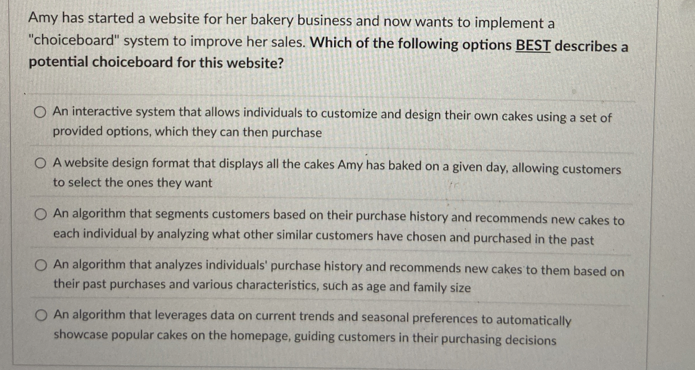 Amy has started a website for her bakery business