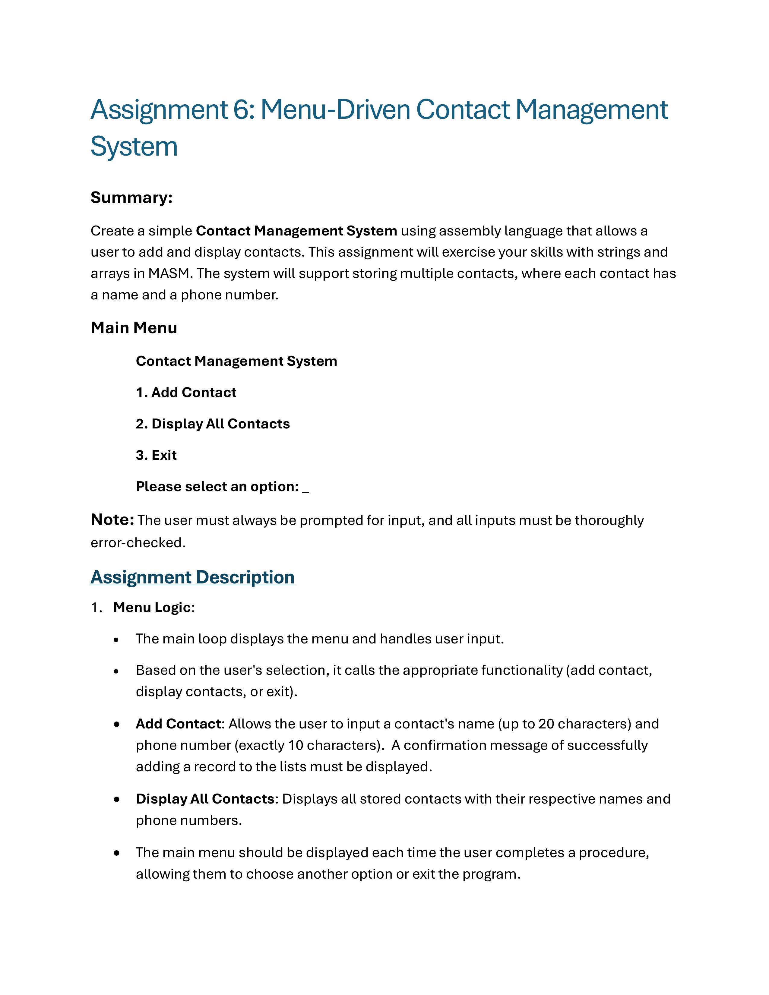 Please do the whole program in x 8 6 MASM