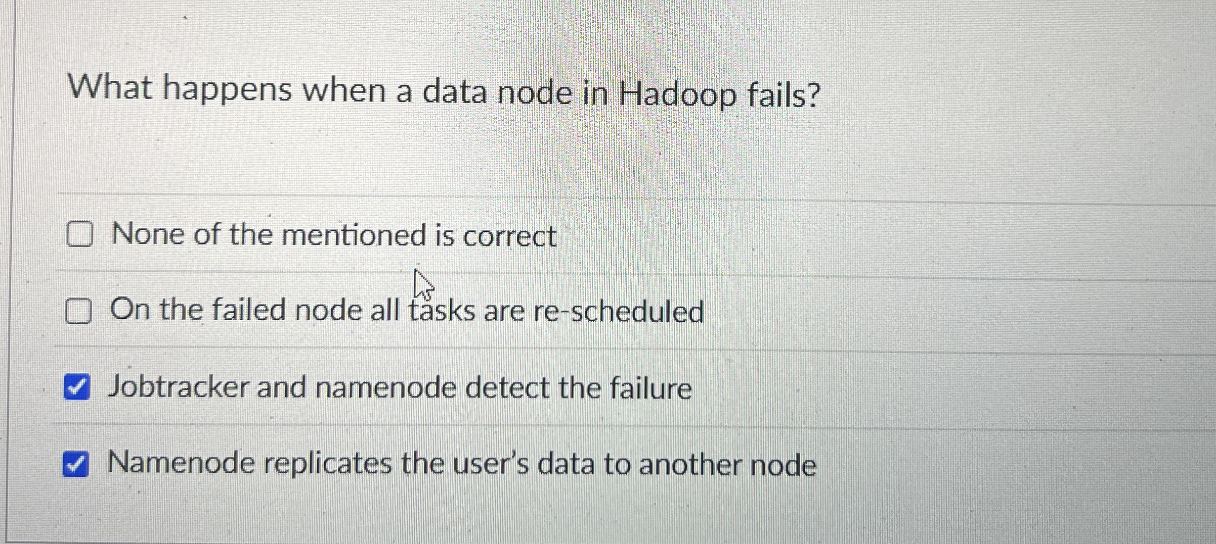 What happens when a data node in Hadoop fails?