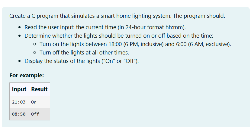 Create a C program that simulates a smart home