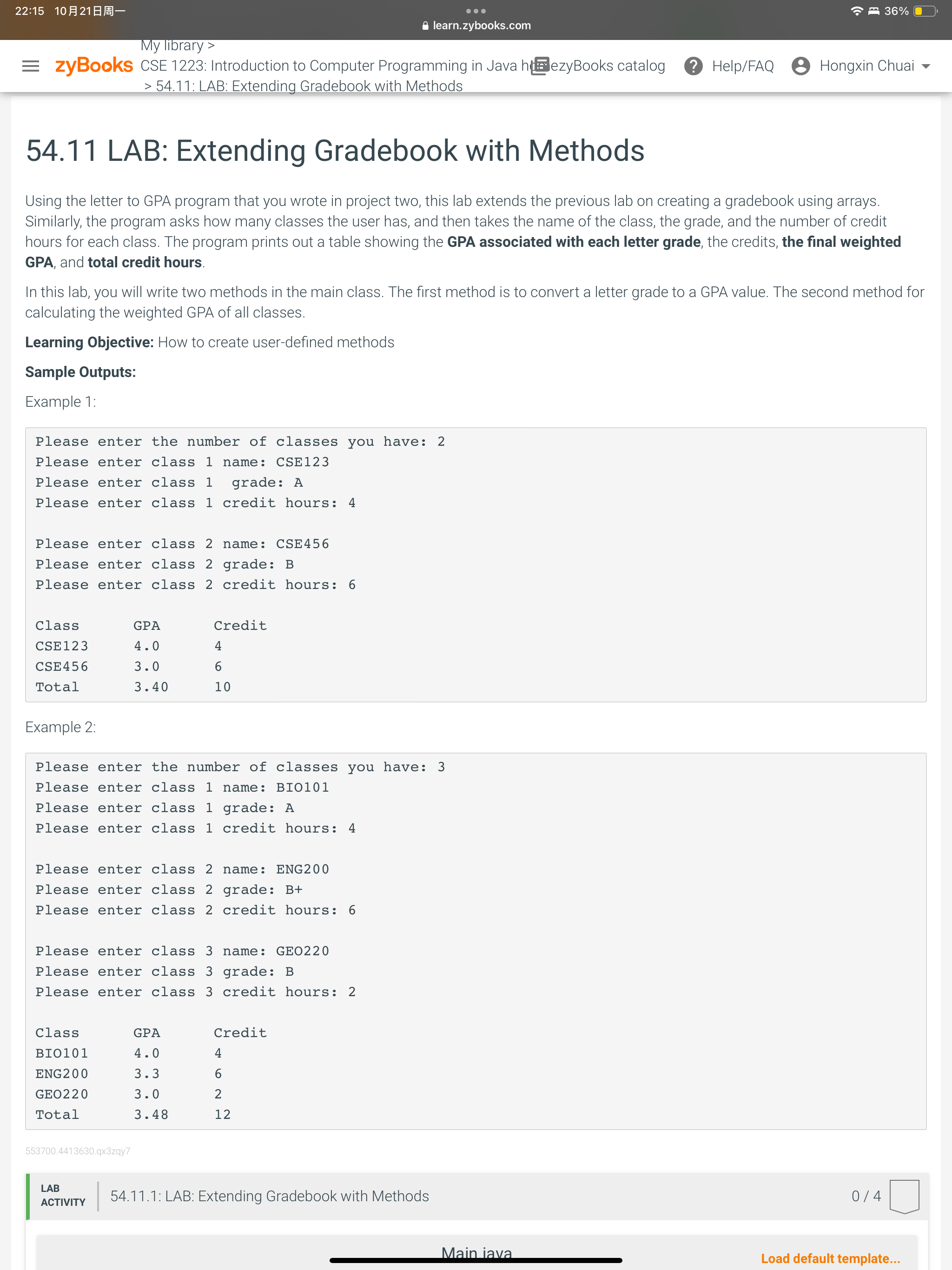 2 2 : 1 5 1 0 2 1 learn.zybooks.com My library  style=