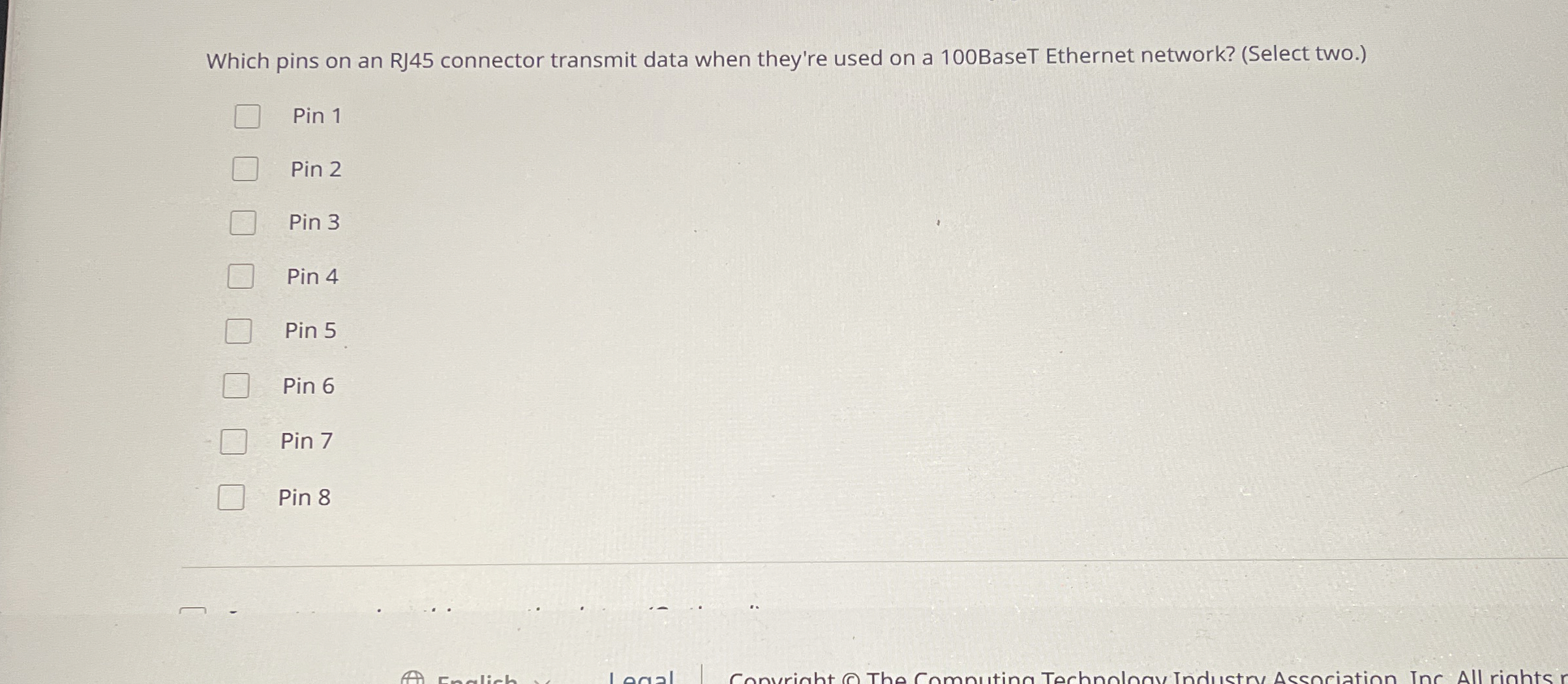 Which pins on an RJ 4 5 connector transmit data