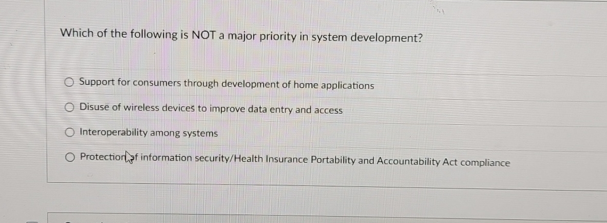 Which of the following is NOT a major priority in