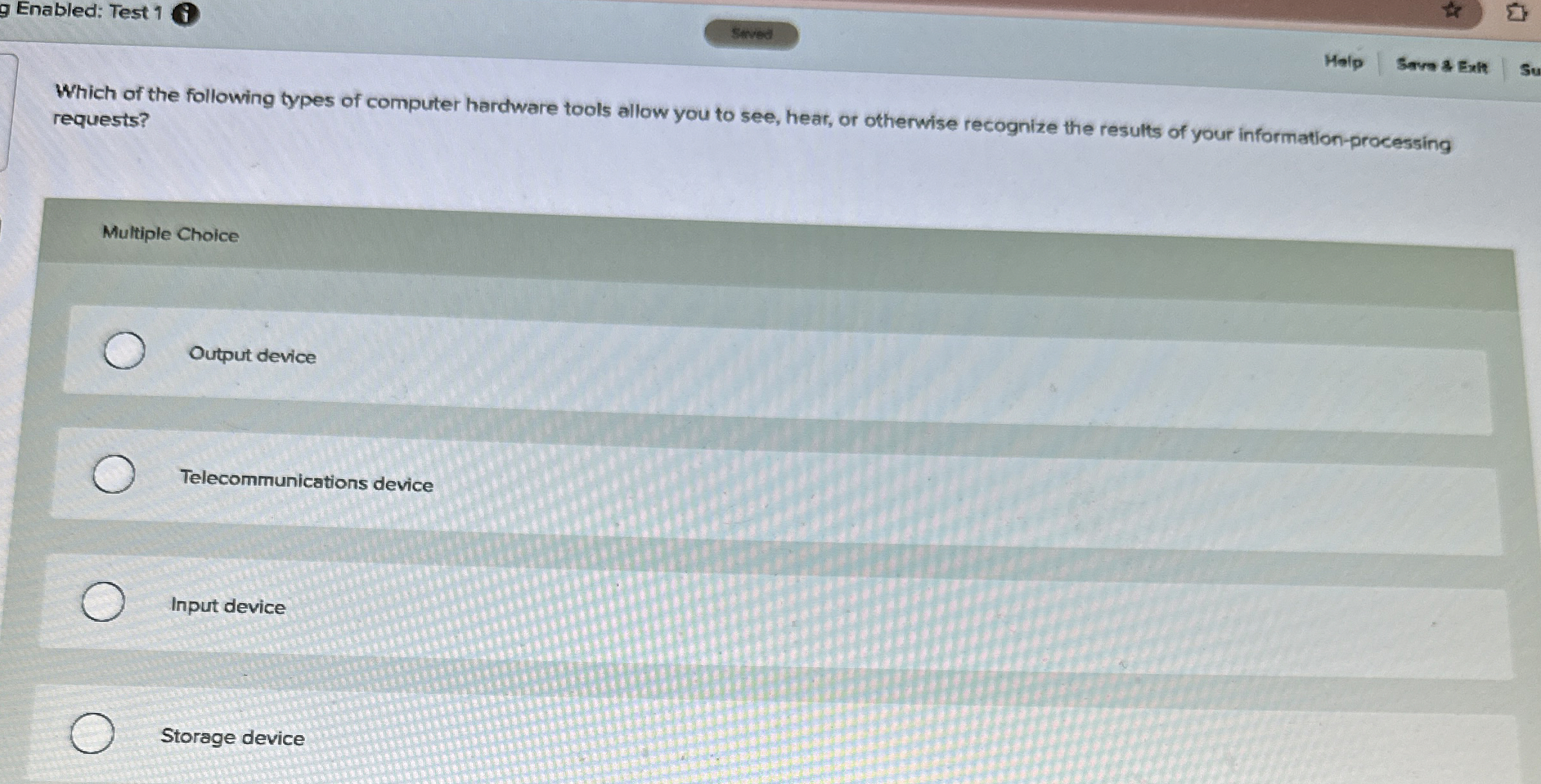 Which of the following types of computer hardware