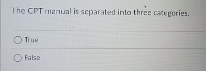 The CPT manual is separated into three