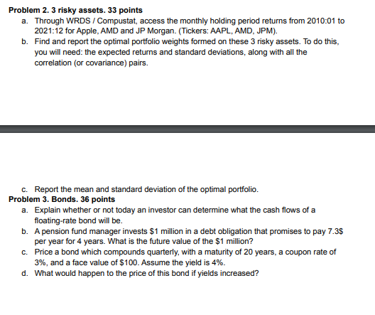 Problem 1. 2 risky and 1 riskless asset. 33