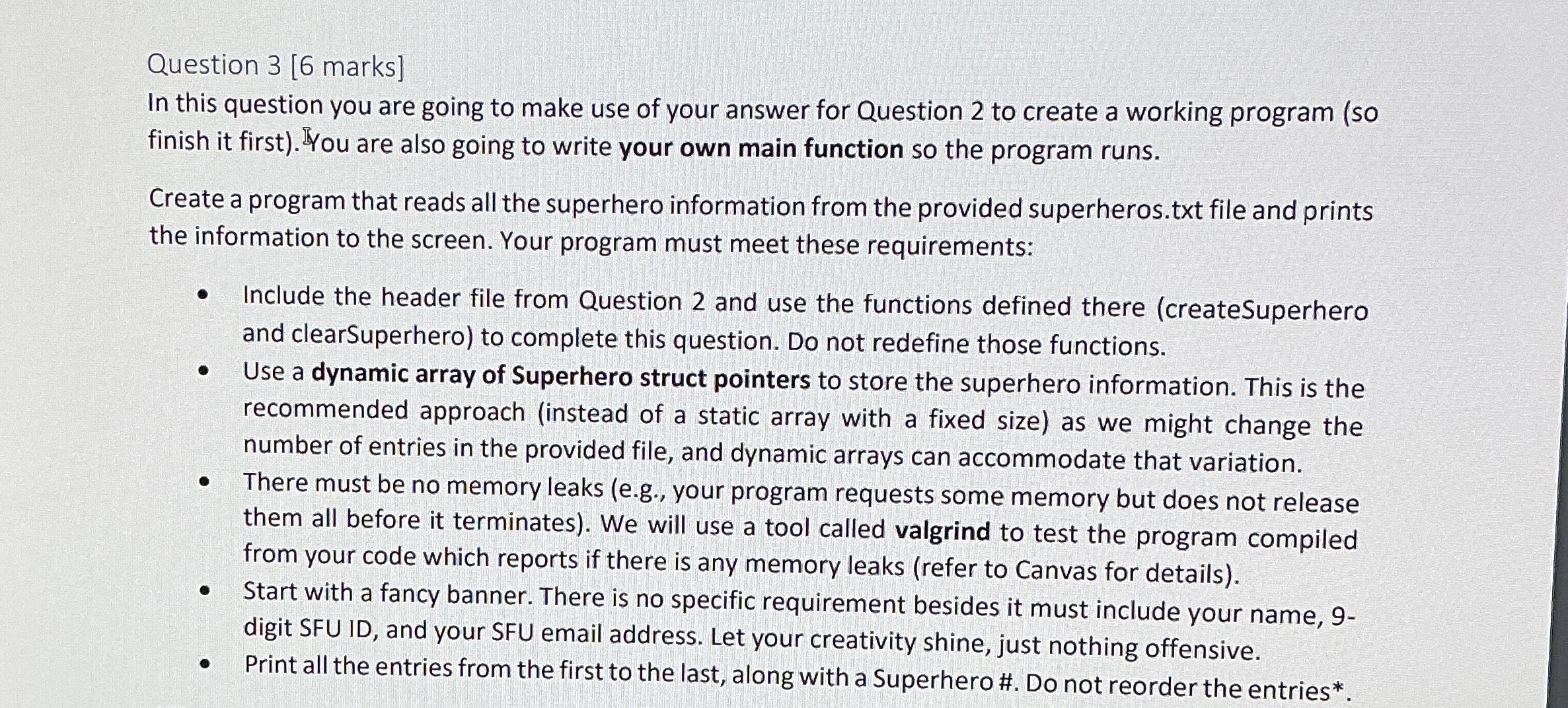 Needed in c programming language Question 3 [ 6