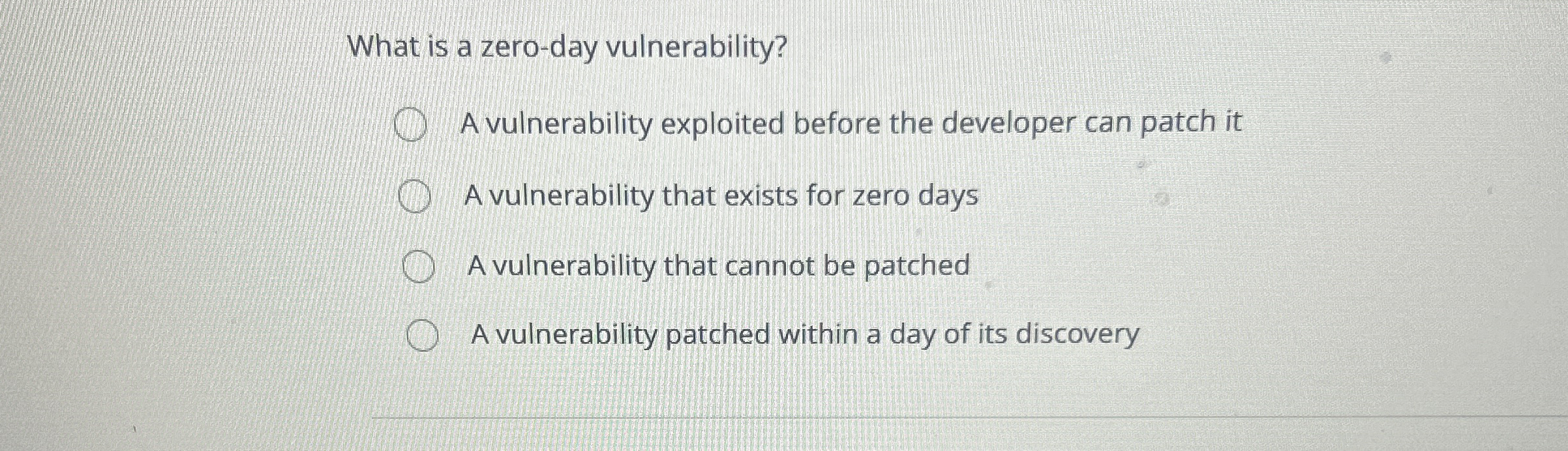 What is a zero - day vulnerability? A