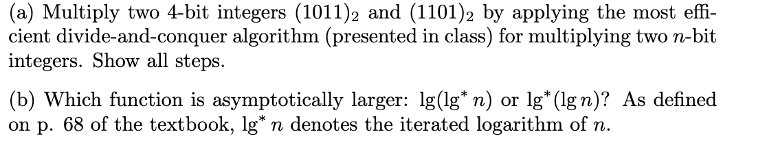 ( a ) Multiply two 4 - bit integers ( 1 0 1 1 ) 2