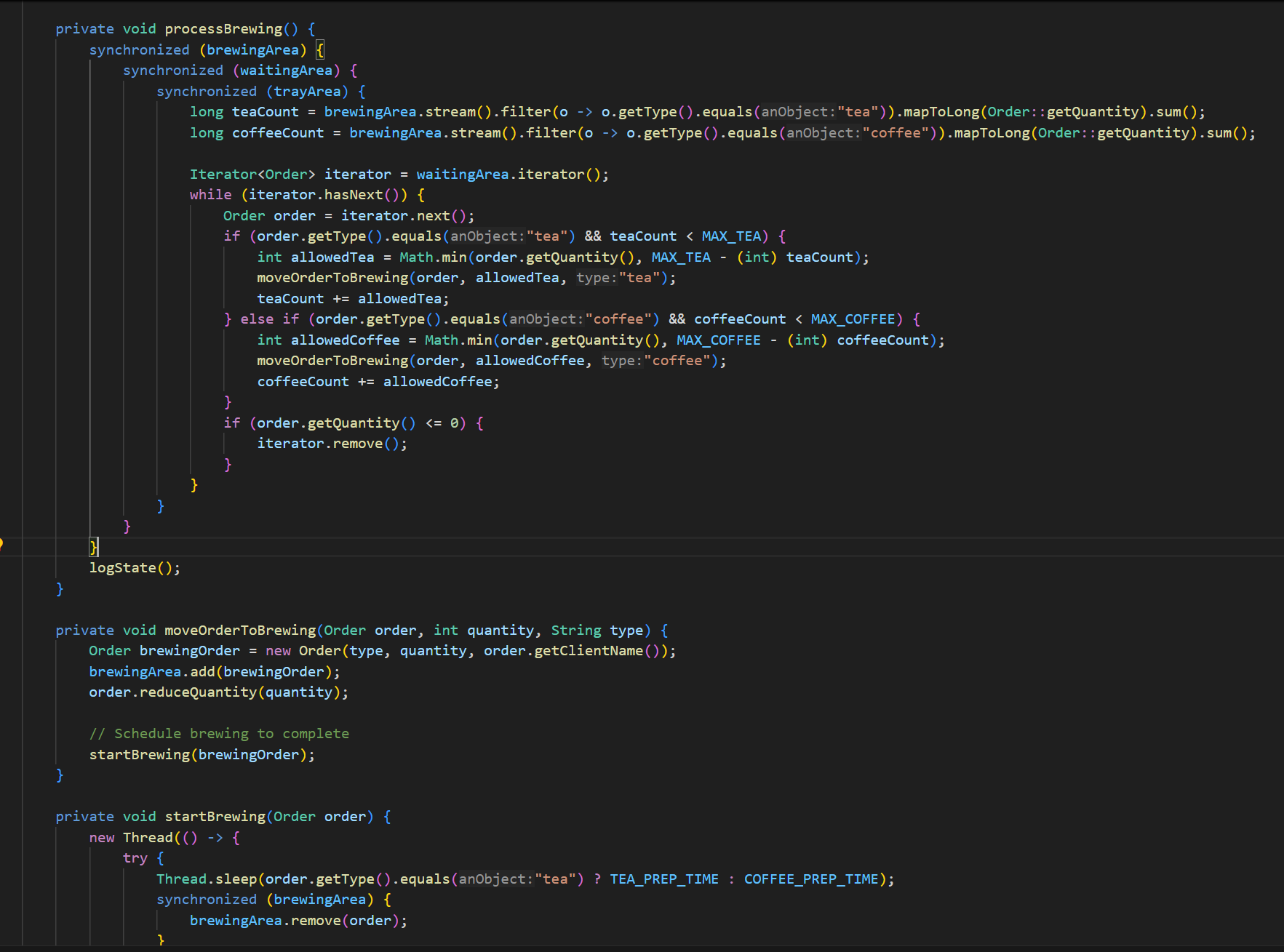 these 3 images are the snippet of my barista.java