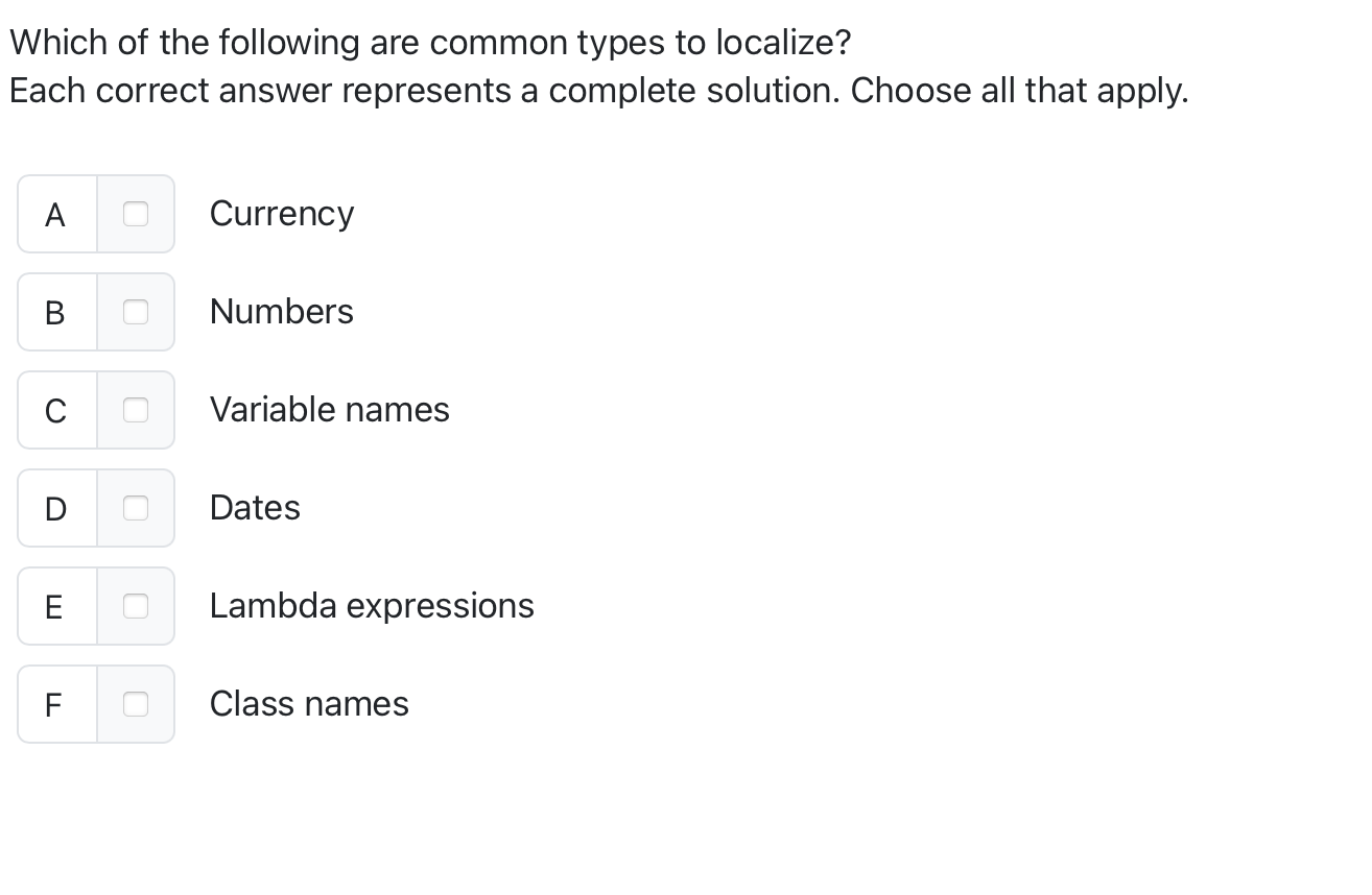 Which of the following are common types to