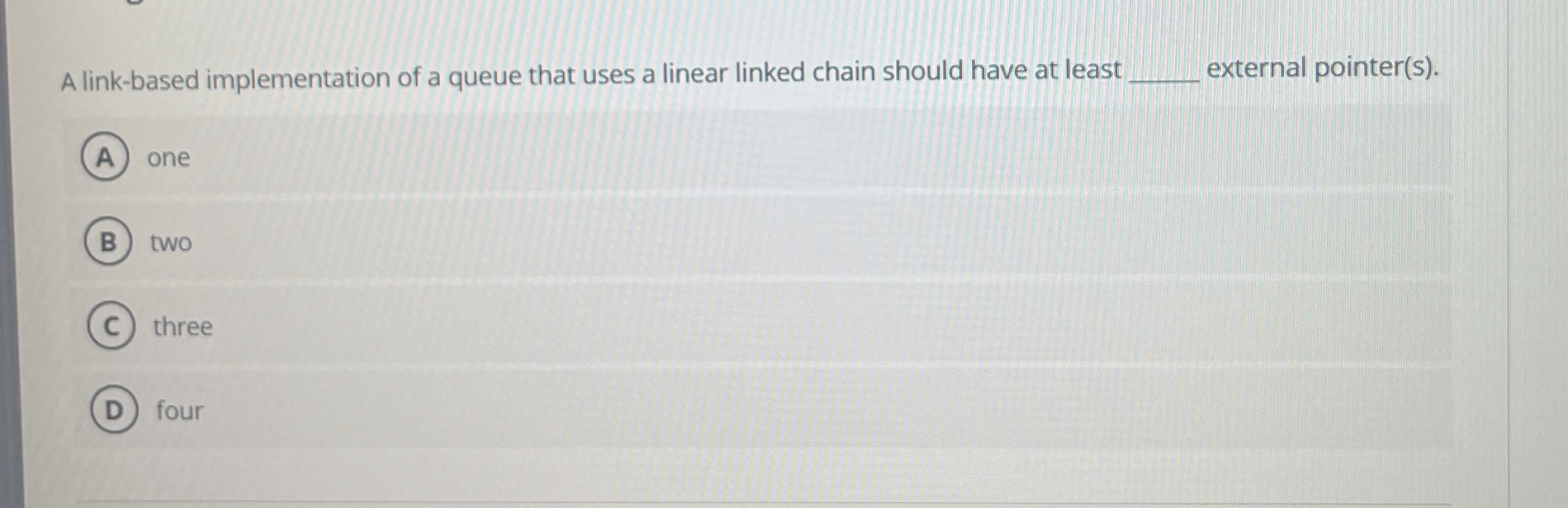 A link - based implementation of a queue that
