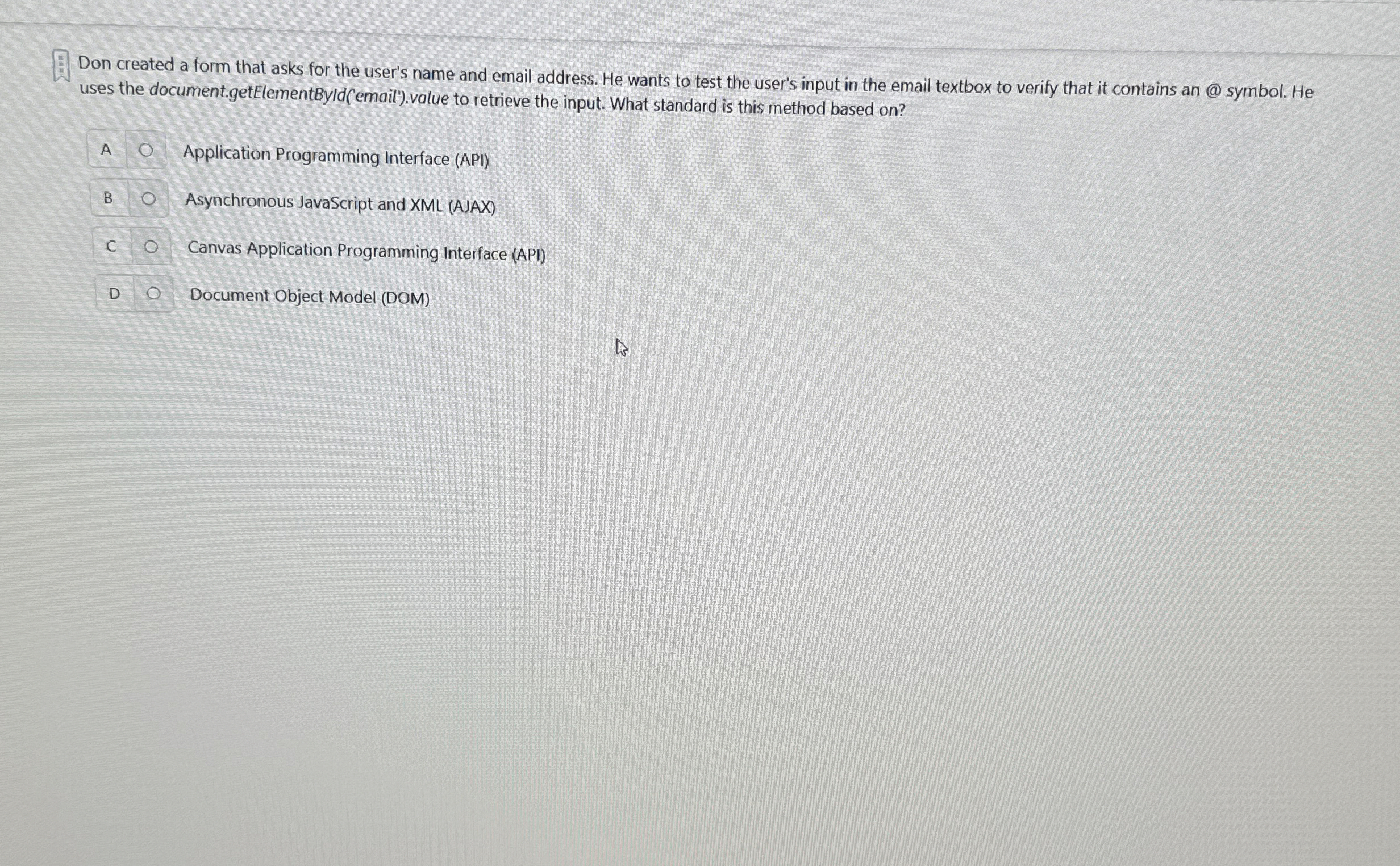 Don created a form that asks for the user's name