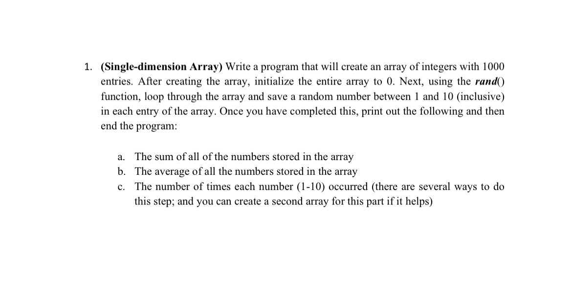 ( Single - dimension Array ) Write a program With