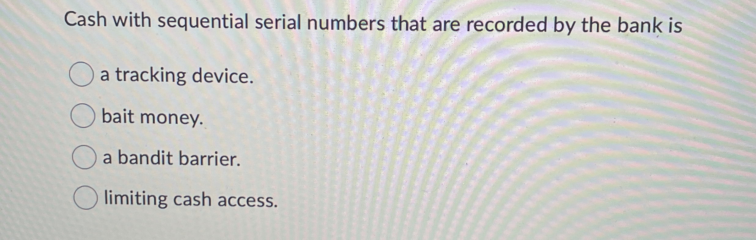 Cash with sequential serial numbers that are