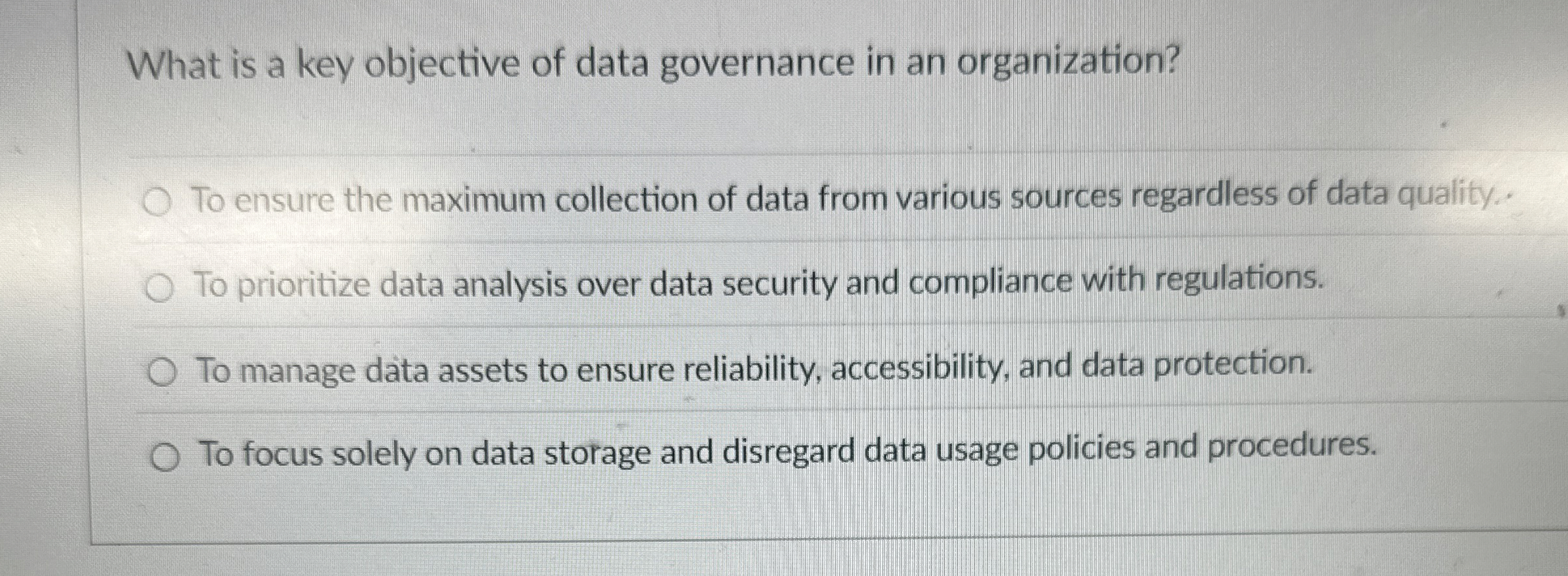 What is a key objective of data governance in an