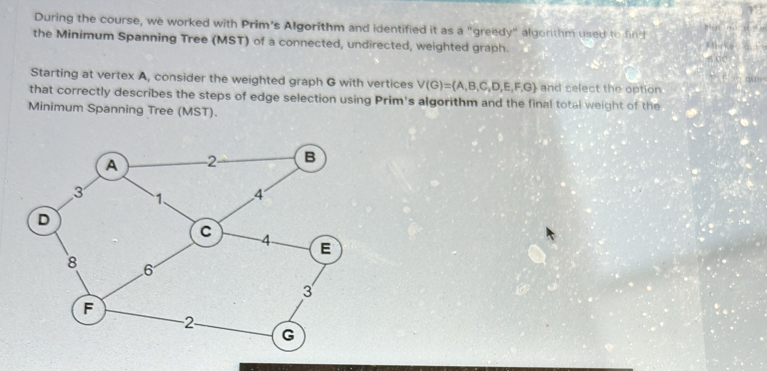 During the course, we worked with Prim's