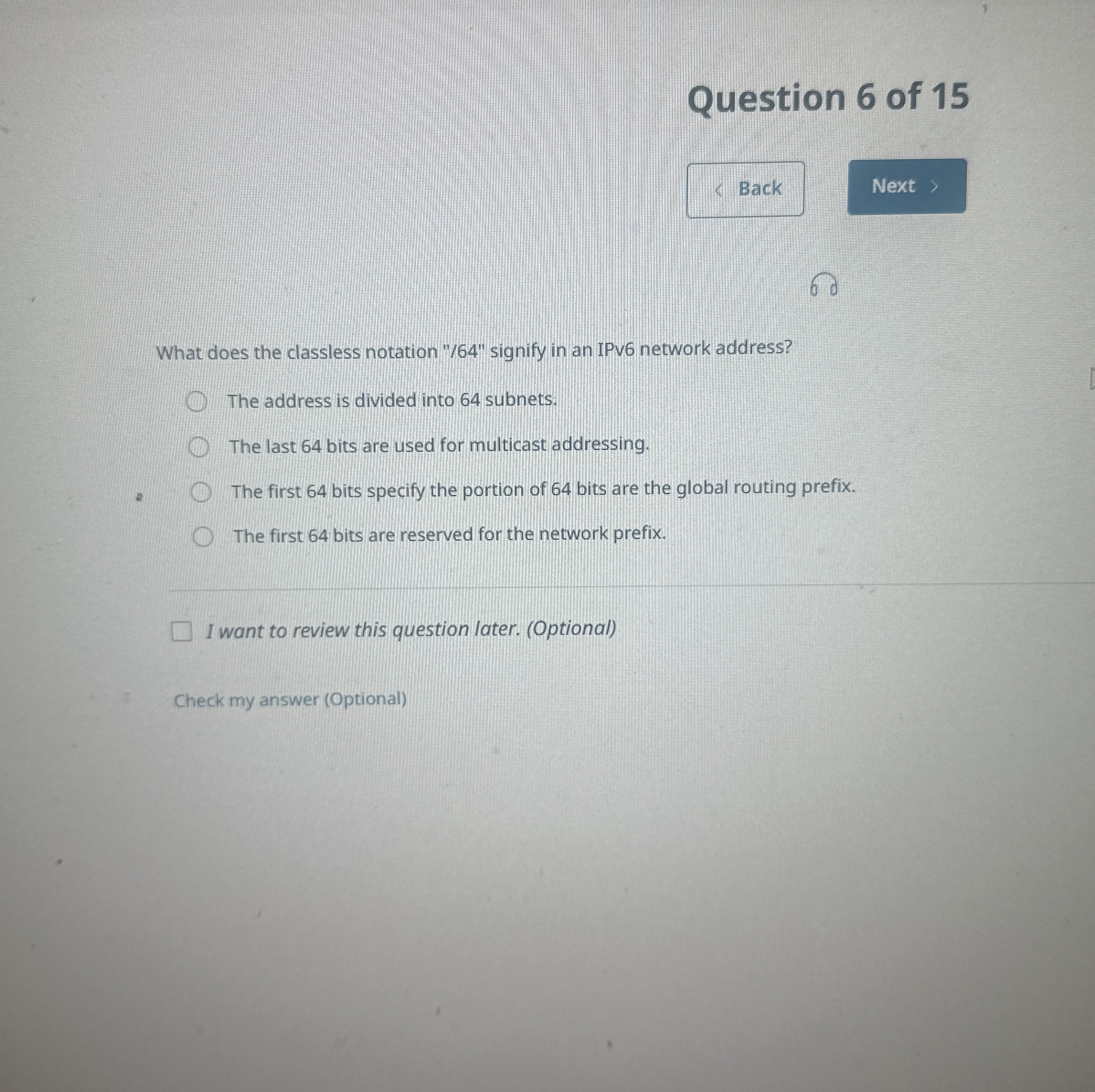 Question 6 of 1 5 Back What does the classless