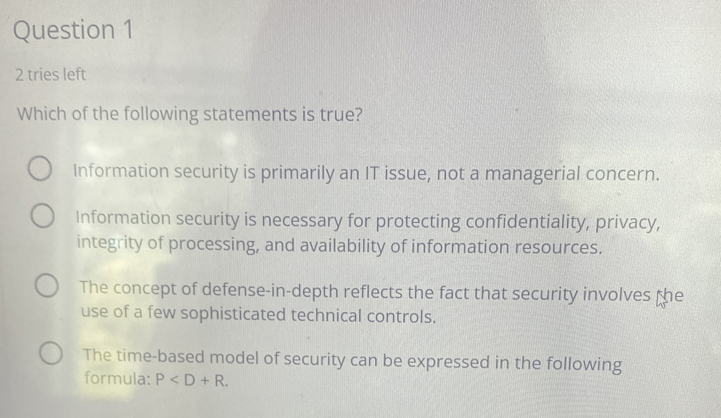 Question 1 2 tries left Which of the following