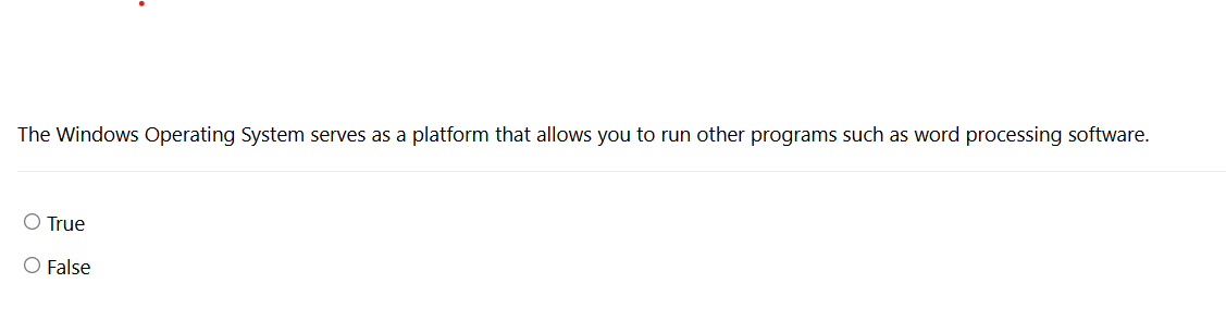 The Windows Operating System serves as a platform