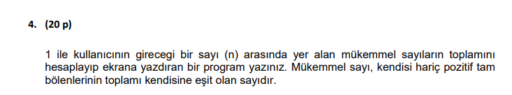 ( 2 0 p ) 1 ile kullan c n n girece i bir say ( n