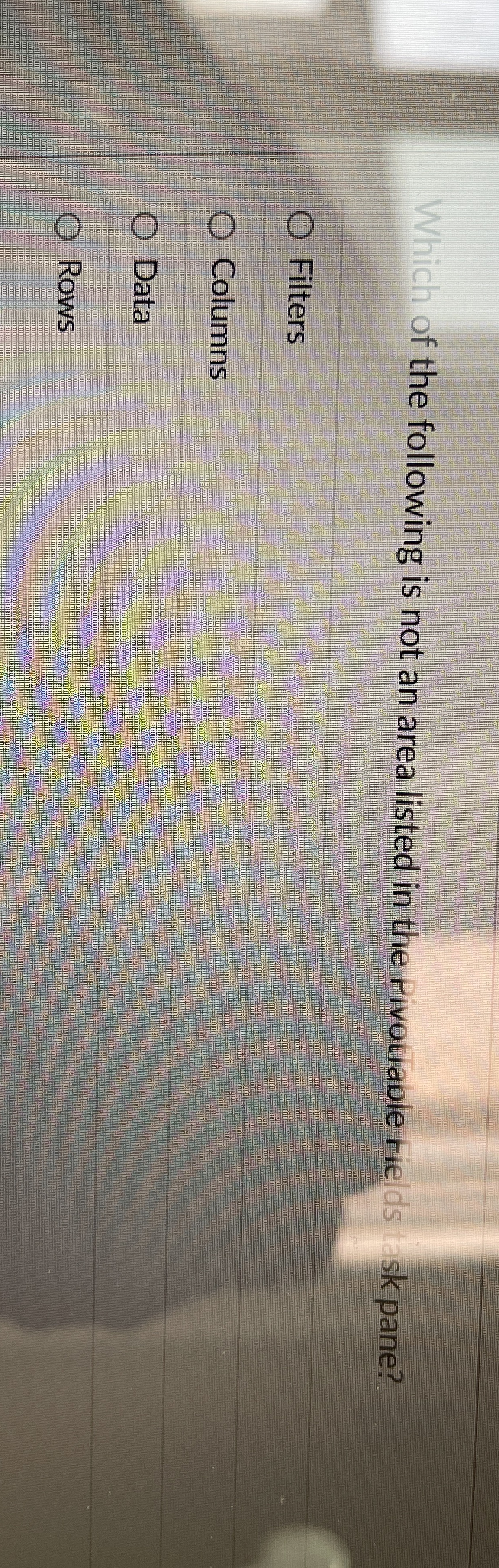 Which of the following is not an area listed in