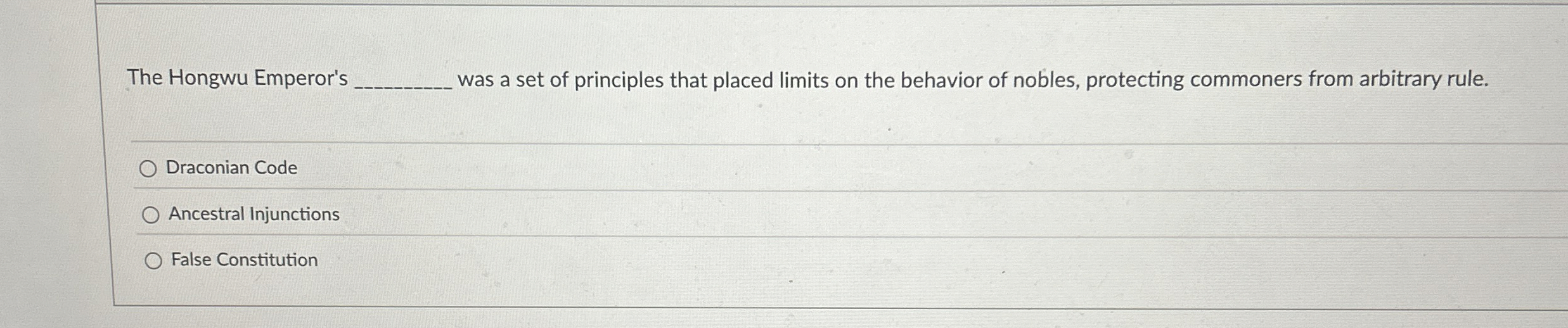 The Hongwu Emperor's was a set of principles that