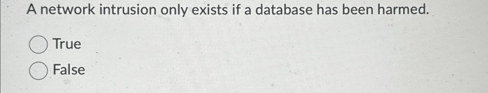 A network intrusion only exists if a database has