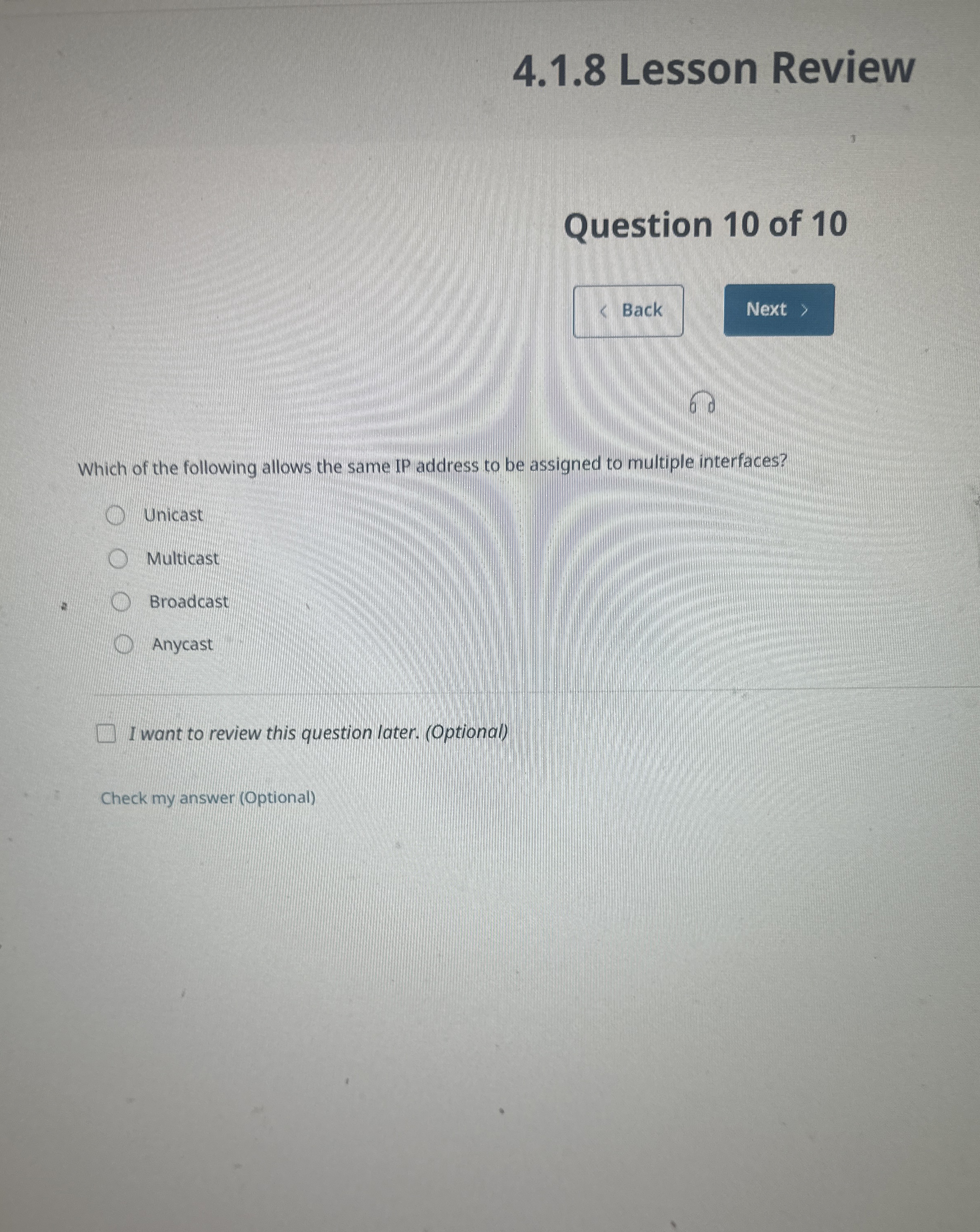 4 . 1 . 8 Lesson Review 3 Question 1 0 of 1 0