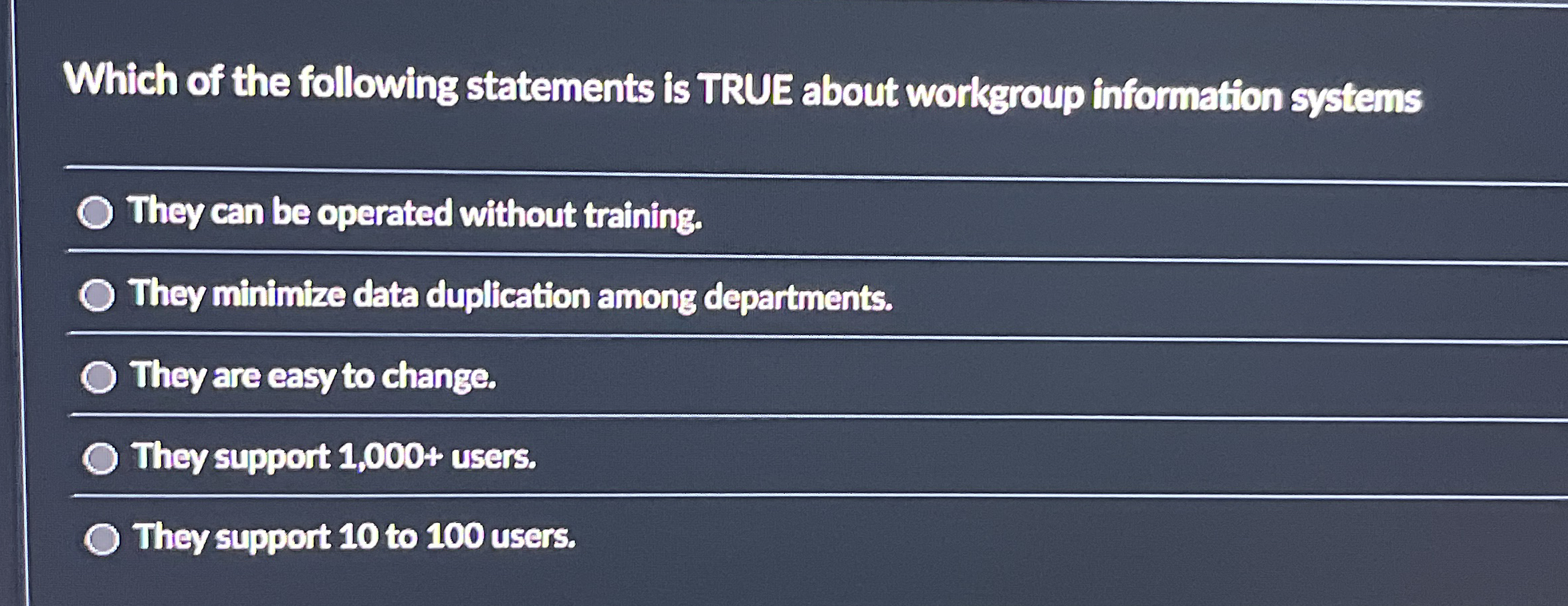 Which of the following statements is TRUE about