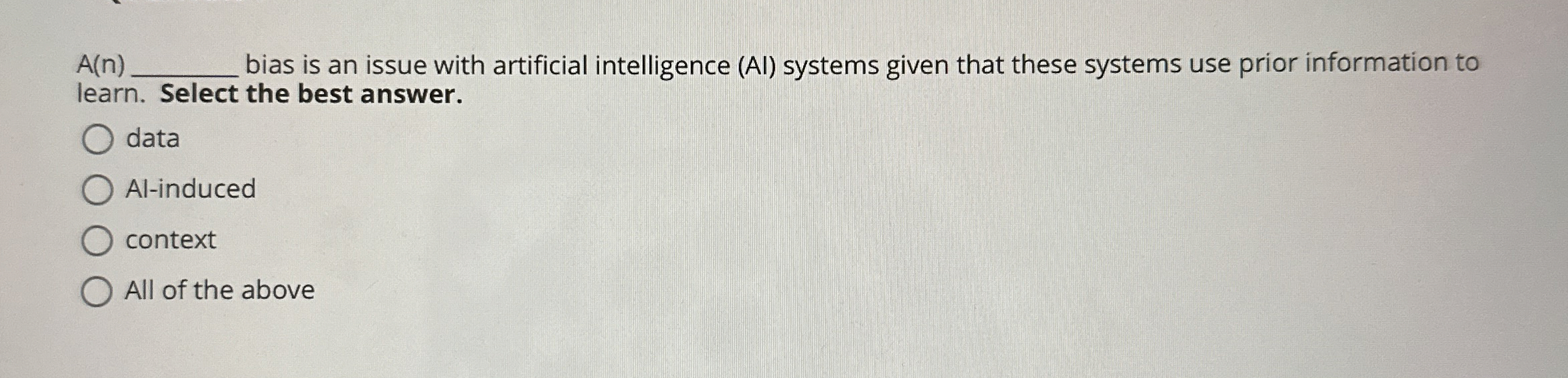 A ( n ) bias is an issue with artificial