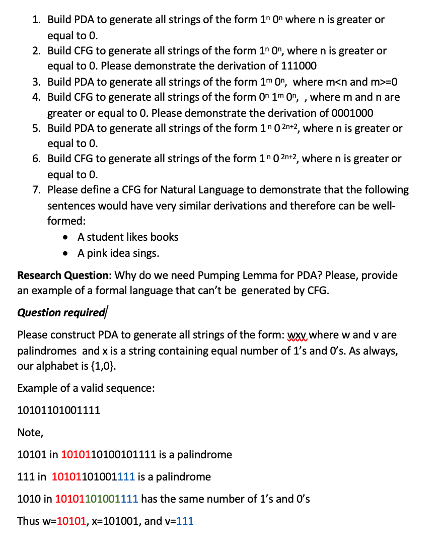 1 . Build PDA to generate all strings of the form