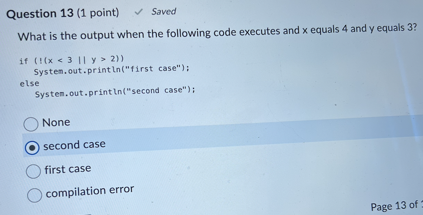 Question 1 3 ( 1 point ) What is the output when