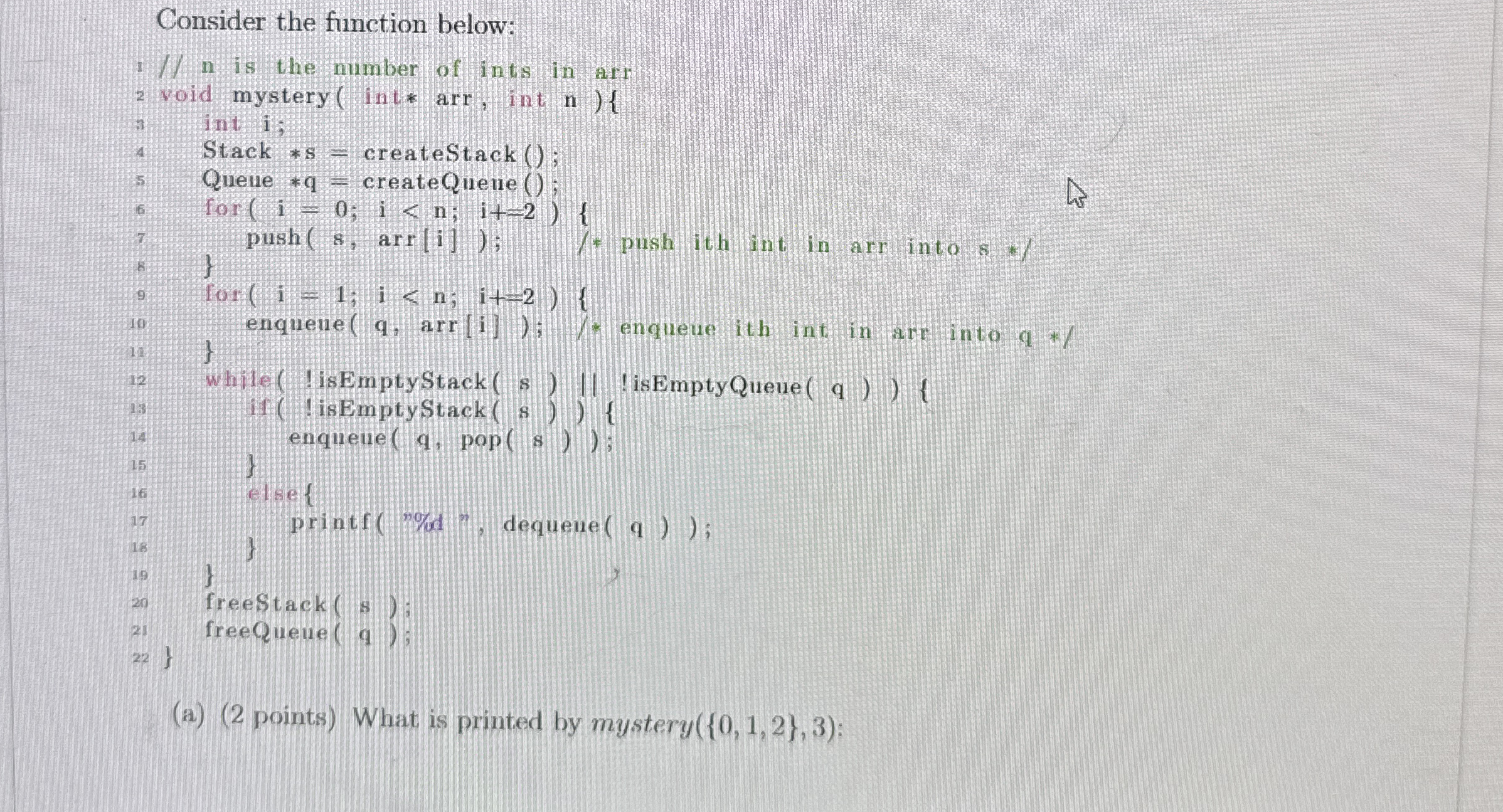 Consider the function below: 1 / / n is the