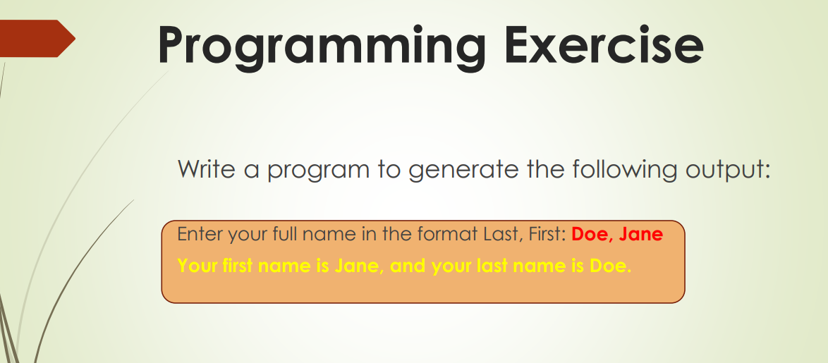 Programming Exercise Write a program to generate