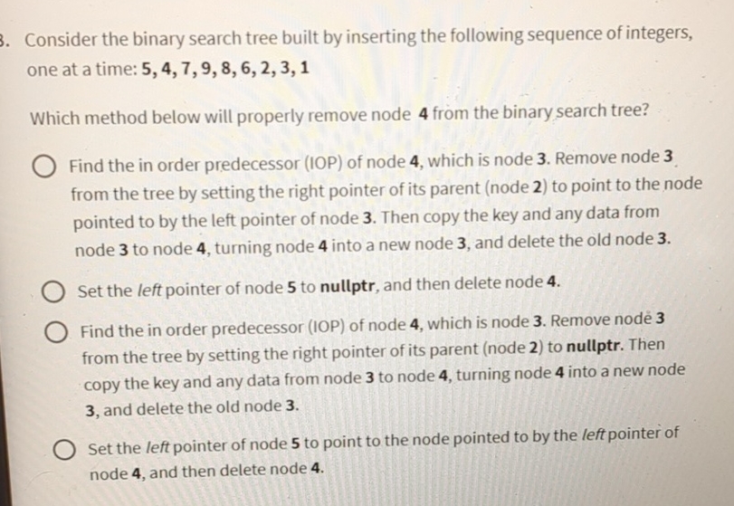Consider the binary search tree built by
